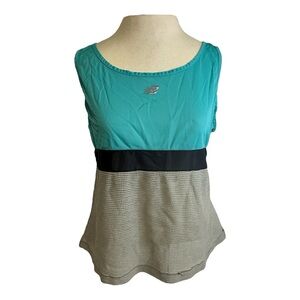 Vintage New Balance Tank Activewear Shirt Made in USA Color Block Mesh turquoise